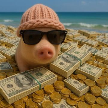 Rich Pig with Money
